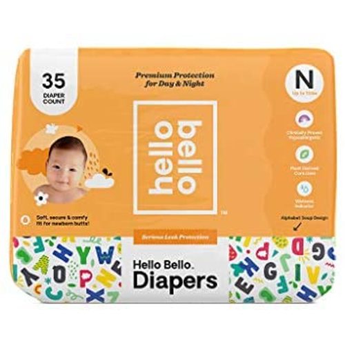 Hello Bello Diapers, Newborn, 35 Count, Alphabet Soup Design