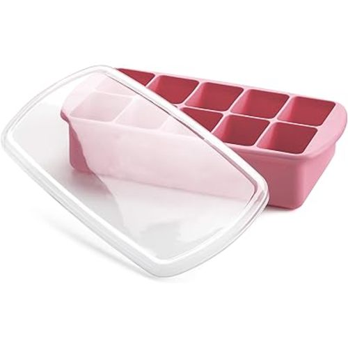 melii Silicone Baby Food Freezer Tray with Lid | 10 x 2oz Portion Cubes – Breastmilk & Homemade Puree Storage Container – BPA Free, Microwave, Freezer & Dishwasher Safe – Baby Registry Must (Pink)