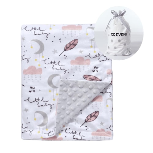 CREVENT Soft Plush Girls Sweet Dream Minky Baby Receiving Blanket