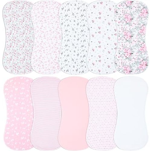 10-Pack Burp Cloths for Baby Boys and Girls - Organic Baby Burp Cloth,Baby Washcloths, Burp Rags, Large Neutral Burp Clothes for Newborn