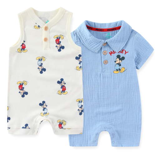 Disney Mickey Mouse Rompers (Boys), 2 Pack, Sizes 3M-12M