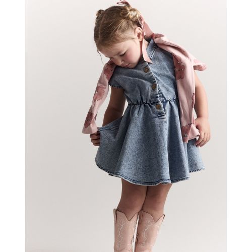 Toddler Girl Avenue Twirl™ Dress in Denim - Blue - Otter Avenue | Carter's