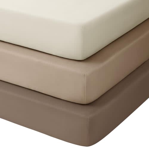 Baby Crib Sheets 3 Pack, Snug Fit Fitted Crib Sheet for Boys Girls, Super Soft Toddler Bed Sheet, Neutral Stretchy Baby Sheet, Breathable & Wrinkle-Resistant, 28x52x8in, Beige Gradient Brown