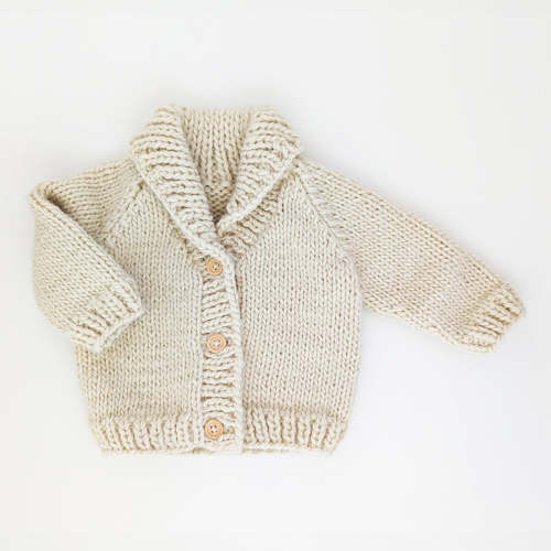 Shawl Collar Cardigan Knit Sweater, Natural