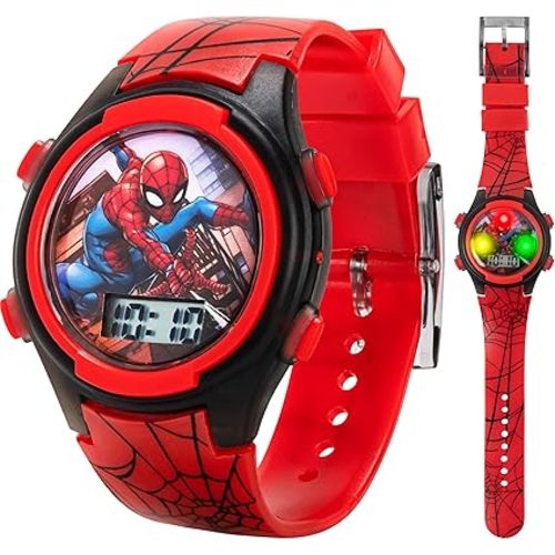 Marvel Spider-Man Kids Watches – Digital Display, Interactive Features, Adjustable Strap, Vibrant Spider-Man Graphics, Durable for Active Kids