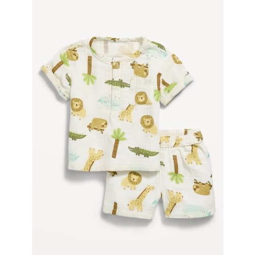 Double-Weave Pocket T-Shirt and Shorts Set for Baby