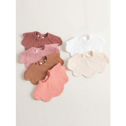 6pcs/Set Muslim Cotton Baby Bibs, Breathable 360 Degree Soft Absorbent Pure Cotton Burp Cloths | SHEIN USA