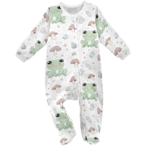 Baby One-Piece Footies Light Bulbs Pattern Cotton Rompers Pajamas Sleeper Footed Pjs for Boys Girls 0-24 Months