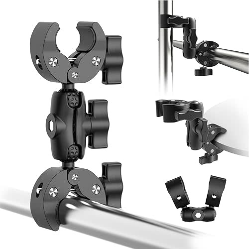Double Super Clamp Mount Umbrella Clamp for Chair Clamp for Photography & Video Studio (5LB Load) - Compatible with Light Stands, Monitors, Umbrella, Reflectors, Tripods & More