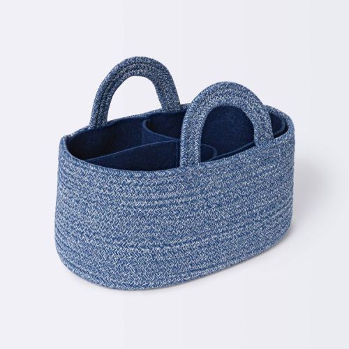 Coiled Rope Diaper Caddy with Dividers - Cloud Island™ Navy: Decorative Storage Bin, 14"x9.5"x8.5"