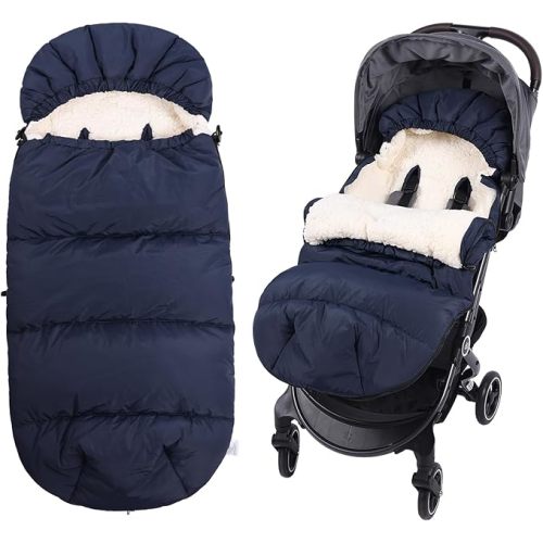 Baby Footmuff for Winter Outdoors Stroller Layer Waterproof Outer Soft Lambswool Liner Designed for Cold Wind Moisture Protection Suitable -30F/-22C Universal Fit Stroller