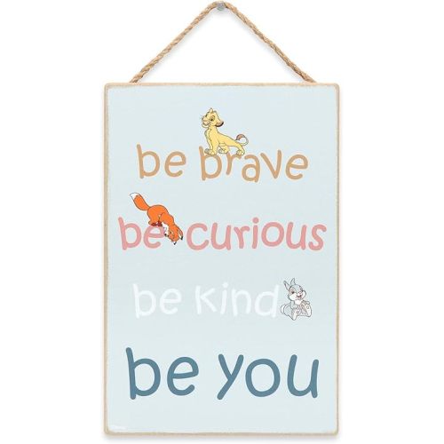 Disney Be You Hanging Wood Wall Decor - Cute Disney Sign Featuring Simba, Tod and Thumber