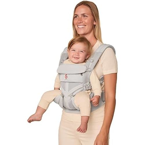 Ergobaby Omni Classic Baby Carrier Newborn to Toddler - Breathable Baby Carriers for Summer - All-Position Carrier with Lumbar Support (7-45 Pounds), Mesh, Pearl Grey