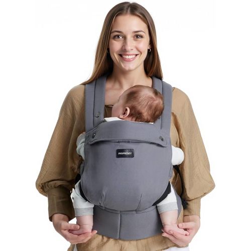 Momcozy Baby Carrier - Ergonomic, Cozy and Lightweight Carrier for 7-44lbs, Effortless to Put On, Ideal for Hands-Free Parenting, Enhanced Lumbar Support, Purehug for Infant to Toddler, Grey