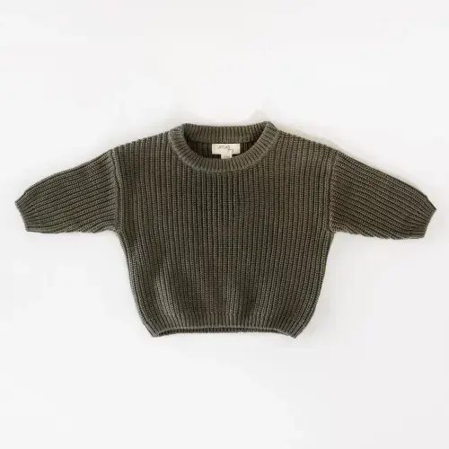 Organic Chunky Knit Sweater - Olive