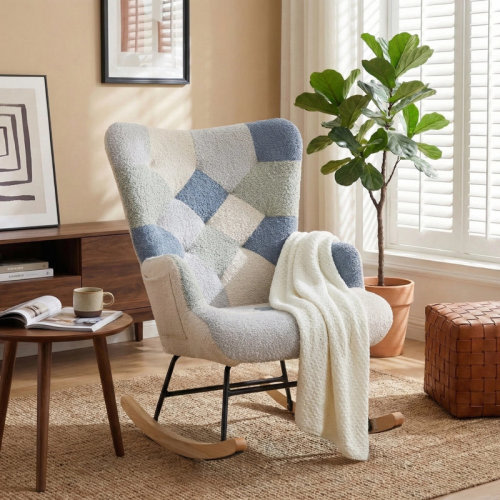 George Oliver Nursery Rocking Chair Teddy Glider Rocker Accent Chair with High Backrest Armchair and Side Pocket for Living Room, Bedroom, Offices & Reviews | Wayfair