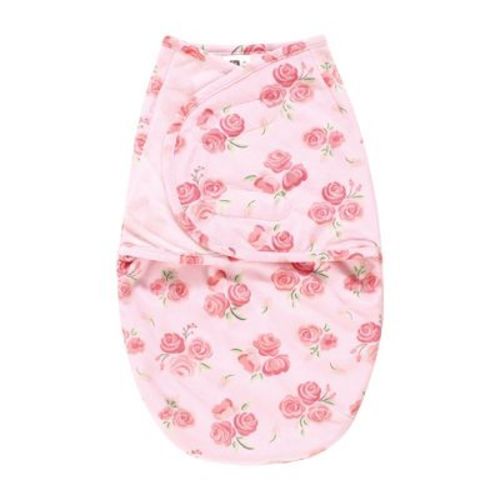 Hudson Baby Infant Girl Plush Faux Fur Swaddle Wrap, Blush Rose, 0-3 Months