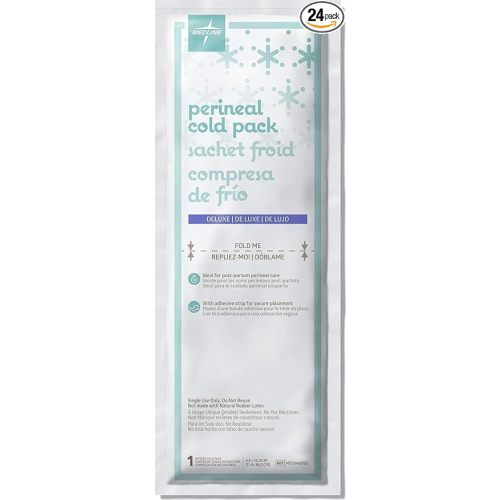 Medline Premium Perineal Cold Packs for Postpartum Care with Adhesive Strip (24 Count) Each Absorbent Pad is 4.5" x 14.25" Perfect for your After Delivery Postpartum Essentials Kit
