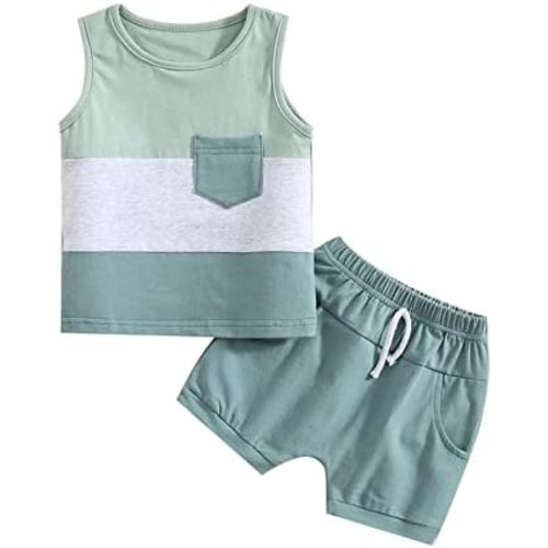 CIYCUIT 2Pcs Baby Boy Summer Clothes Infant Toddler Beach Outfits Sleeveless Tank Tops Shorts Set