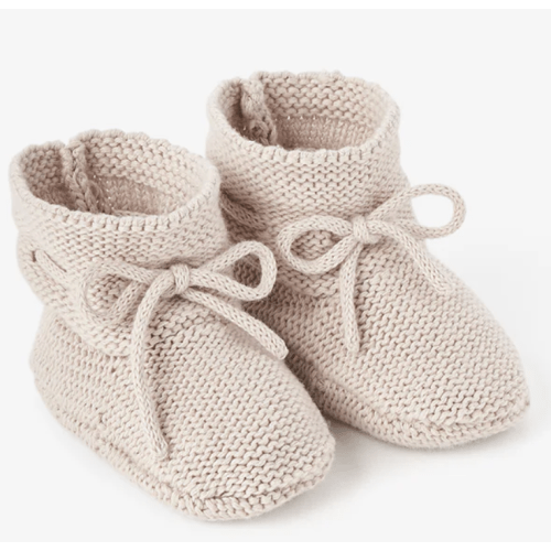 Taupe Garter Knit Baby Booties – Elegant Baby