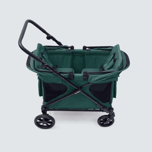 Familidoo Q2 Multi-Use Kids Wagon Stroller – Foldable, Lightweight & All-Terrain for Kids & Pets – 5-Point Safety Harness, Rain Cover & Compact Travel Design – Up to 132 lbs (Emerald Green) – Familidoo Products Corp