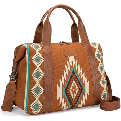 Wrangler Duffel Bag for Women Large Travel Weekender Bag Tapestry Designer Carry On Bags, Brown