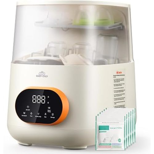 Baby Bottle Washer Steam Dryer: All in One Cleaning Machine for Bottles Pump Parts & Baby Essentials Replaces Hand Washing Effortless Daily Use