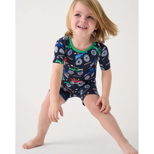 Monster Truck Madness Two-Piece Short Sleeve & Shorts Pajama Set | Little Sleepies