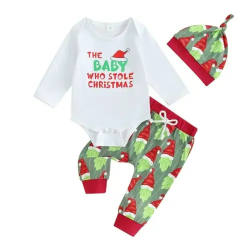 RIJOPUTY Christmas Newborn Outfit Girl Toddler Christmas Outfit Babys First Christmas Boy Infant Clothes Boys 0-3 Months White Bodysuit Girl Outfits, White 0-3 Months