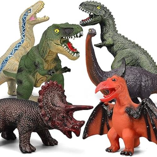 6 Piece Jumbo Dinosaur Toys for Kids 3-5 and Toddlers, Large Soft Dinosaur Toys for Lovers - Perfect Party Favors, Birthday Gifts