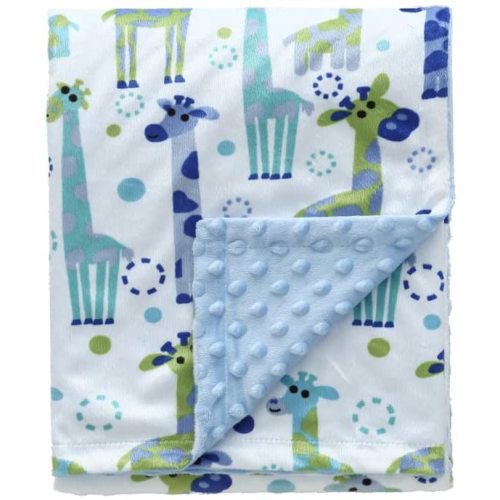 CREVENT Minky Baby Blanket for Boys, Soft Plush Receiving for Newborns - Giraffe 30x40 Inches