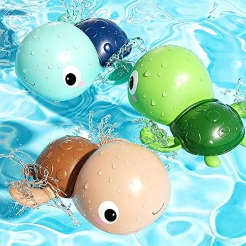 Wind Up Bath Toys for Toddlers 1-3, Swimming Turtle Baby Bathtub Toys for 1+ Year Old Boys and Girls, Floating Water and Pool Toys for Kids, 3 Pack