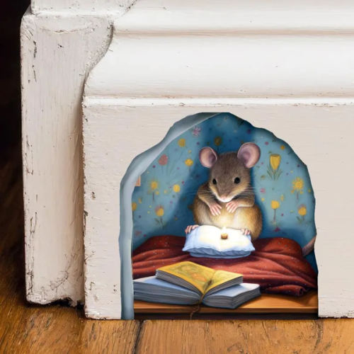 Nursery Mouse Wall Decal Decor, Mouse Vinyl Sticker, Mouse Hole Decal Sticker For Wall, Baseboard Mouse Hole Sticker, Room Decor Sticker