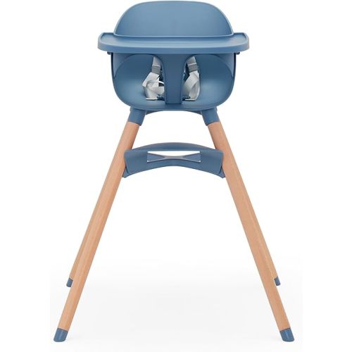 Lalo The Chair Convertible 3-in-1 High Chair for Babies & Toddlers, Dishwasher Safe Tray, Adjustable Footrest, Blueberry