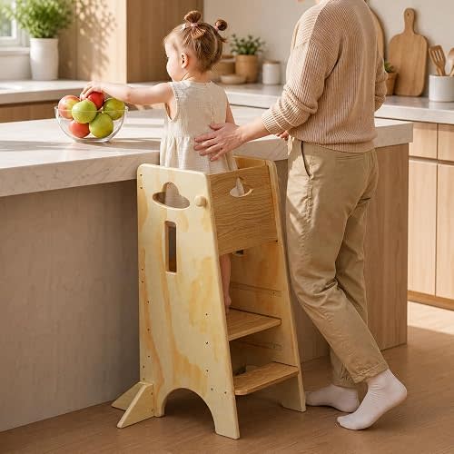 COSYLAND Toddler Standing Tower Kitchen Stool Adjustable Toddler Tower