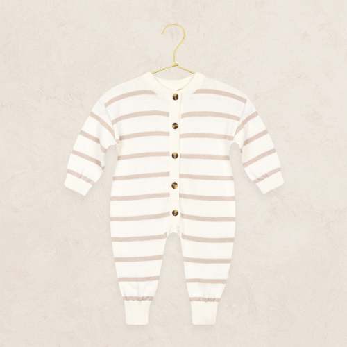 Knit Long Sleeve Onesie - Tan Stripe