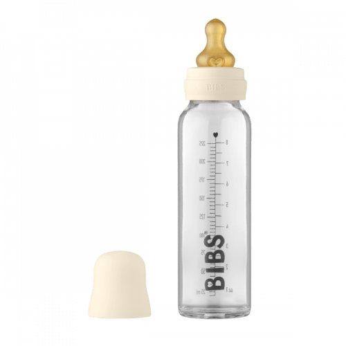 BIBS Baby Glass Bottle med flaskesmokk lateks ivory 225 ml | Apotera.no
