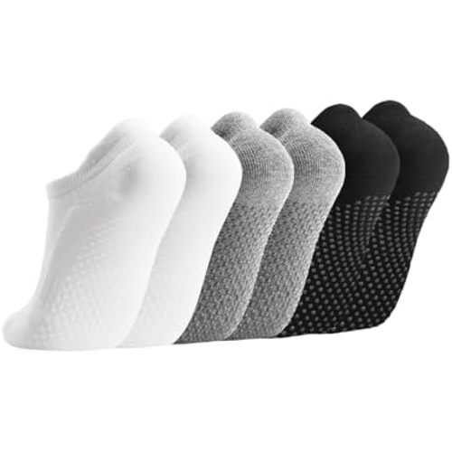 Breslatte Grip Socks Pilates Socks with Grips for Women with Cushion Cotton Non Slip Grippers Womens Gifts