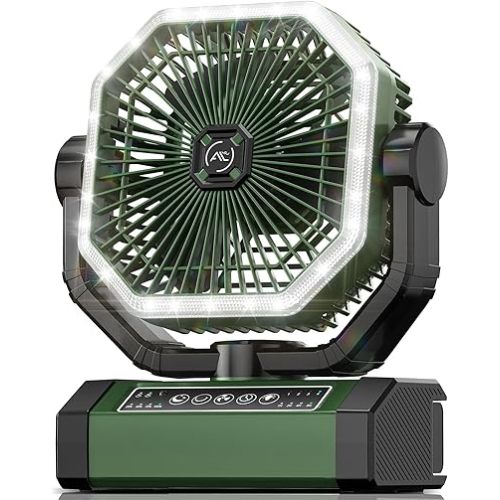 Portable Fan 24000mAh Battery Powered with Remote & LED, 4 Speed Strong Airflow, Desk/Camping/Outdoor/Gym Fan for Office Travel Treadmill Camping Gear
