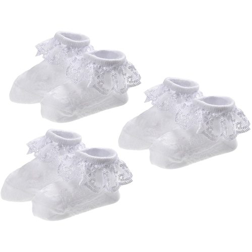 Epeius Baby-Girls Eyelet Frilly Lace Socks,Newborn/Infant/Toddler/Little Girls (Pack of 2/3/4/6)