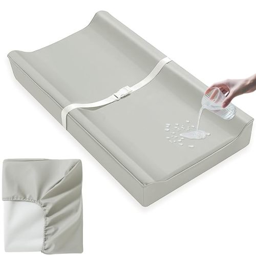 Vegan Leather Baby Changing Pad Cover, Waterproof Wipeable 32x16. (Gray)