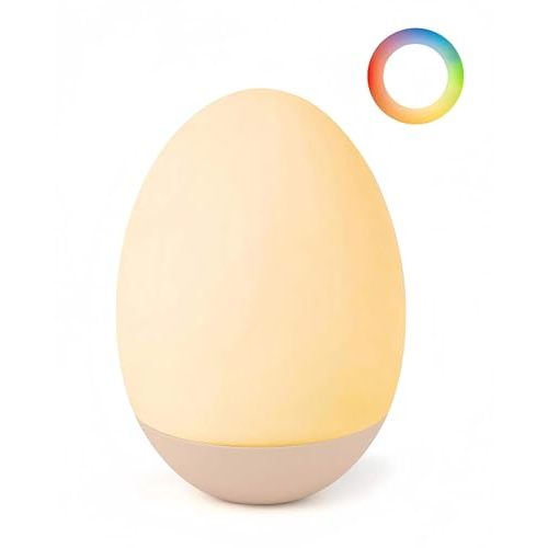 Egg Baby Night Light for Nursery & Breastfeeding – Portable Touch Light with 7 RGB Colors, Stepless Dimming, Rechargeable, BPA-Free Soft Silicone, Compact Lamp for Kids & Newborns