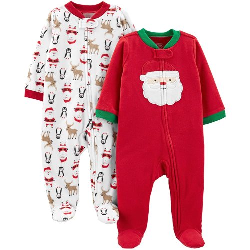 Simple Joys by Carter's Baby Holiday Fleece Footed Sleep and Play, Pack of 2