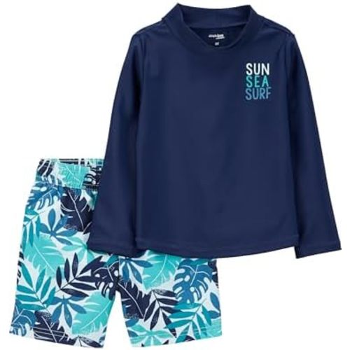 Simple Joys by Carter's Toddlers and Baby Boys' Swimsuit Trunk and Rashguard Set