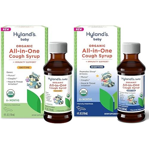 Bundle of Hyland's Baby Organic All in One Cough Syrup Daytime + Baby Organic All in One Cough Syrup Nighttime
