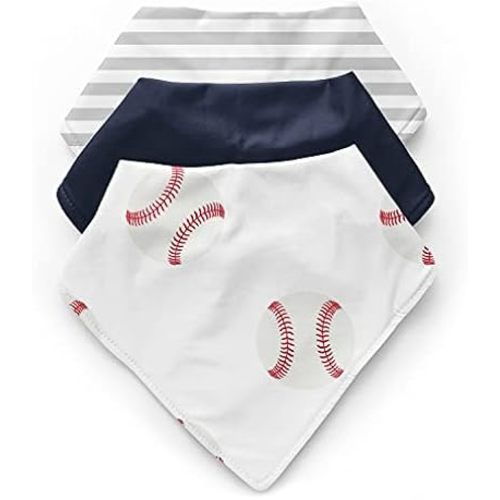 Sweet Jojo Designs Baby Boy Girl Bandana Bibs for Newborn Infant Feeding Drool 3 Pack Set of Absorbent Fabric Bibdanas