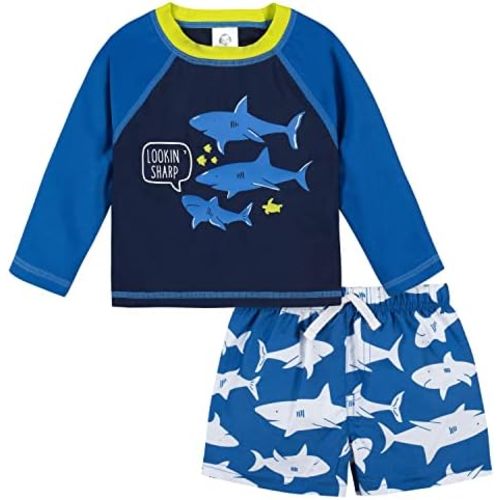 Gerber Baby Boys' Toddler Long Sleeved Rashguard Swim Bathing Suit Set