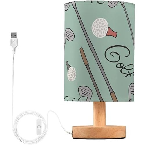 Golf Table Lamp for Bedroom Bedside Lamps Nightstand Desk Lamp with USB Charging Cable for Desk Office Living Room Decor