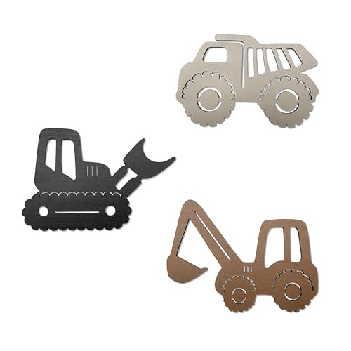 Ajqiomh Construction Trio Nursery Wall Decor Wooden Construction Vehicles Decor Kids Room Wall Decor Kids Room Decor Nursery Playroom Wall Decor for Boys