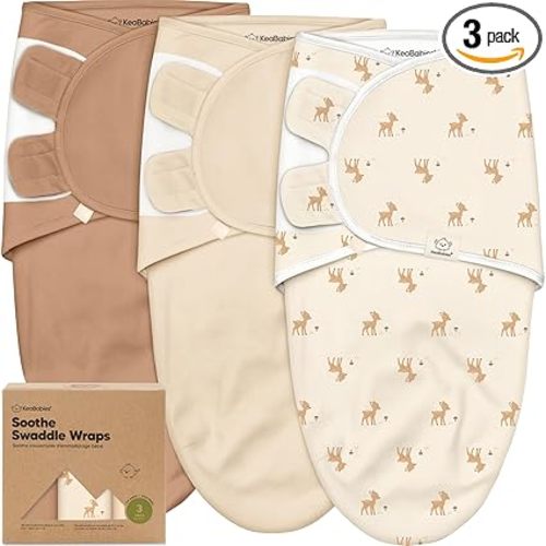 KeaBabies 3pk Organic Baby Swaddles for Newborns, Infant (Lil Fawn, 0-3M) | Baby Girls, Boys, Soft Organic Cotton, Newborn Swaddle Sleep Sack, Nursery Swaddling Blankets